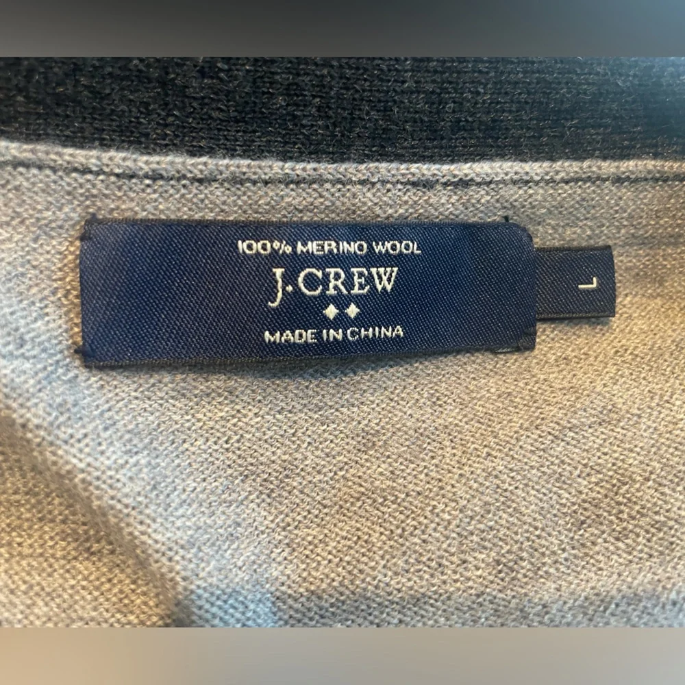 J Crew Gray Cardigan Merino Wool Classic Preppy Professor - Size L